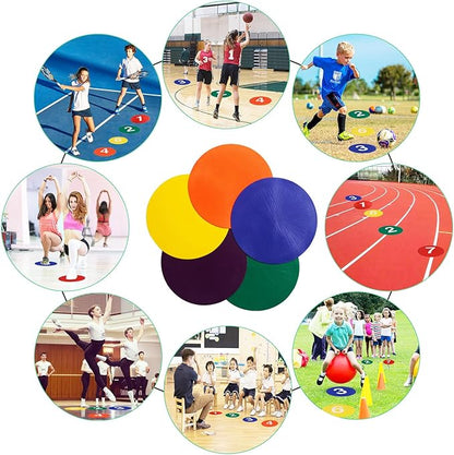 9 Inch Poly Spots, 10/24 Anti-Slip Spot Markers Floor Spots, Waterproof Flat Filed Cones Poly Dots for Agility Drills, Basketball, Football Training, Sport Activities and Exercise