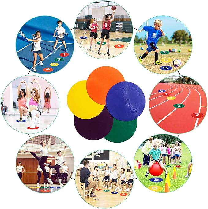 9 Inch Poly Spots, 10/24 Anti-Slip Spot Markers Floor Spots, Waterproof Flat Filed Cones Poly Dots for Agility Drills, Basketball, Football Training, Sport Activities and Exercise