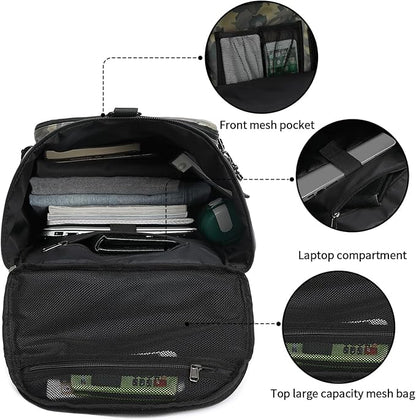 Floral gym duffel bag backpack, fashion wrestling bag,with shoe compartment, 4 kinds of back method waterproof travel sports walking laptop Lightweight (A-Camouflage)