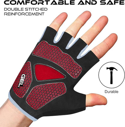 BEAST RAGE Half Finger Cycling Gloves for Men Women, Gel Padded Anti-Slip Shock Absorbing Weight Lifting Gym Gloves Cycle Mountain Bike Gloves for MTB, Biking, Hiking