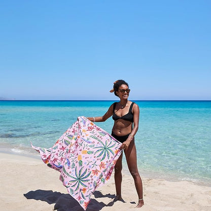 Dock & Bay Beach Towel - Quick Dry, Sand Free - Compact, Lightweight - 100% Recycled - Includes Bag - Pink Paradise - Large (160x90cm, 63x35)