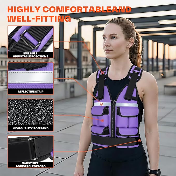Sportneer Adjustable Weighted Vest Weights: 2-18 lbs/2-40 lbs Washable Weight Vest for Walking 16 In 1 Fast Adjust Rucking Vest for Women and Men Home Gym Running Jogging Strength Training Vests