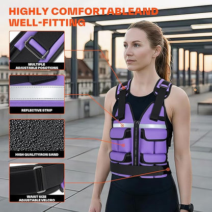 Sportneer Adjustable Weighted Vest Weights: 2-18 lbs/2-40 lbs Washable Weight Vest for Walking 16 In 1 Fast Adjust Rucking Vest for Women and Men Home Gym Running Jogging Strength Training Vests