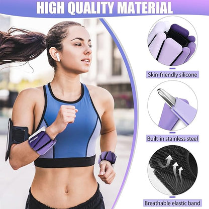 Ankle Weights for Women Wrist Weights Set of 2 (1 lb/2 lb Each) Adjustable Arm Leg Weight for Womens Men Suitable for Walking Swimming Running Pilates Yoga Gym