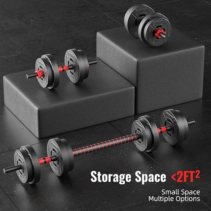 Fitvids Adjustable Dumbbell Set, 40/60LBS Free Weight Set, Multi-Functional Portable Changeable Dumbbell Barbell Kettlebell Set for Home, Multiple Style