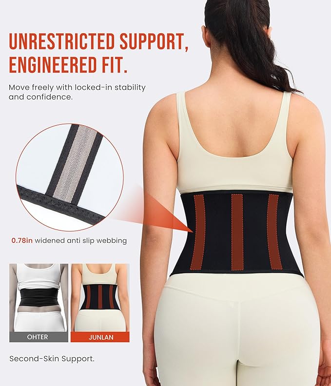 Junlan Waist Trainer for Men and Women - Sweat Band for Stomach Working Out