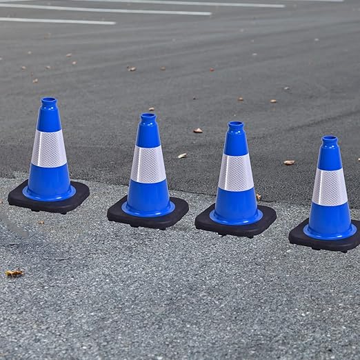 8 Pack 12 Inch Blue Safety Cones Durable with Black Base, Driveway Markers, Skating Practice, Pet Agility Training, Parking Lot Use (8, Blue, 12 Inch)