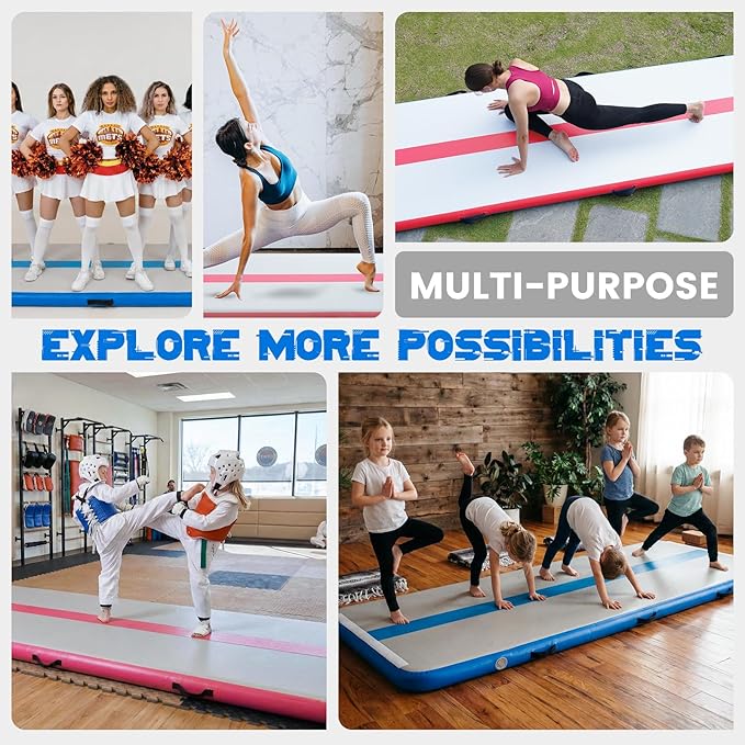 Tuxedo Sailor Inflatable Gymnastics Tumbling Mat Tumble Track Thickness Floor Mat With Electric Air Pump for Gymnastics/Training/Home/Cheerleading/Water/Gym/Yoga