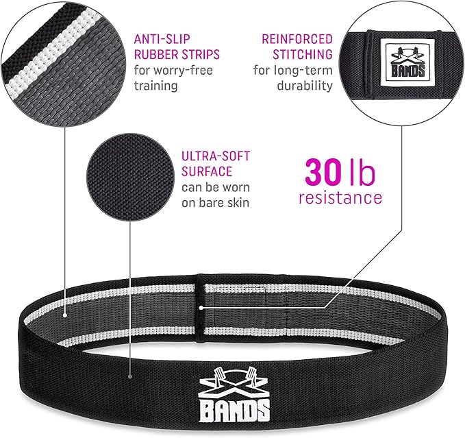 The X Bands Exercise Resistance Bands - Non-Slip Extra Thick Fabric Hip Loop Booty Bands - 20, 30, 40, 50 lb - Fitness Workout for Legs, Butt Training, Stretching, Yoga