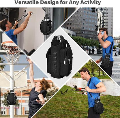 icolor Magnetic Gym Bag Water Bottle Carrier Holder with Phone Pockets & Shoulder Strap,Gym Magnetic Bag 5 Built-in Magnets Gym Accessories Organizer Sling Bottle Bag Pouch Sleeve