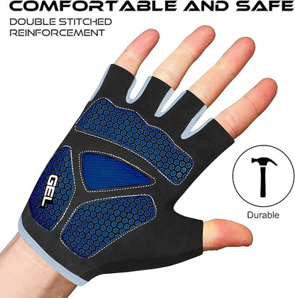 BEAST RAGE Half Finger Cycling Gloves for Men Women, Gel Padded Anti-Slip Shock Absorbing Weight Lifting Gym Gloves Cycle Mountain Bike Gloves for MTB, Biking, Hiking