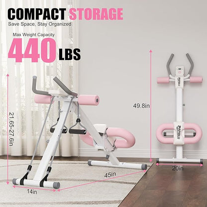 Abdominal Trainers - Adjustable Ab Trainer Machine, Foldable Abdominal Workout Equipment with Knee Protection - Home Gym Core Strength Trainer for Men & Women