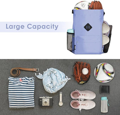 WANDF Drawstring Backpack Sports Gym Bag with Shoes Compartment, Water-Resistant String Backpack Cinch for Women Men (Small,Light Blue)