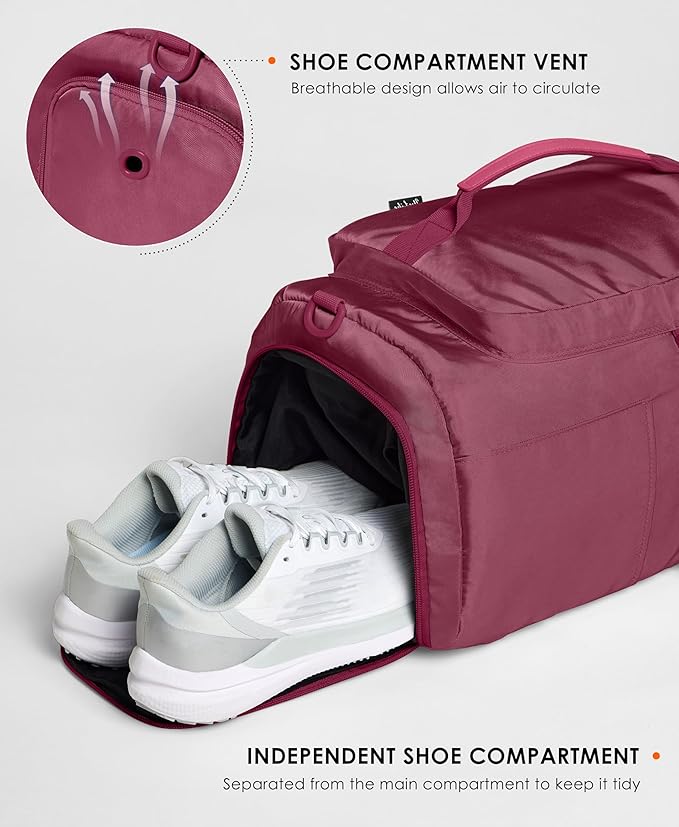 Gym Bag for Women with Shoe Compartment and Wet Pocket Convertible Gym Backpack workout Duffel Bag Multiple Pockets 30L