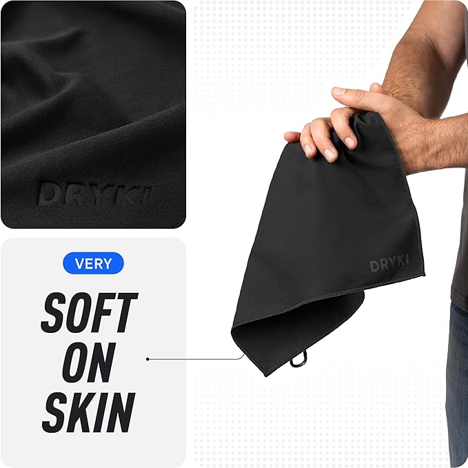 Sweat Absorbing Handkerchiefs - The Original Pocket-Sized Sweat Towels - Quick-Dry Microfiber Sweat Rags for Face, Hands, & Body - Gym, Sports, and Work (Black: Large Size, 3 Pack)