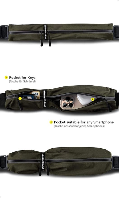 Fitgriff® Running Belt for Men & Women - Secure Jogging Pouch for Phone, Keys & Essentials - For All Cell Phones