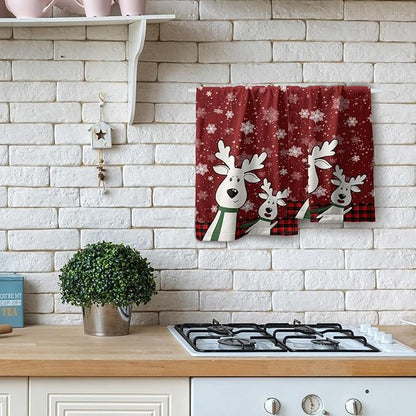 Winter Cute Deer Hand Towels Set of 2 Merry Christmas Red Black Red Buffalo Plaid Moose Elk Snowflake Decor Kitchen Towels Happy Holiday Red Dish Towel Super Soft Tea Towels for Bathroom Gym Spa