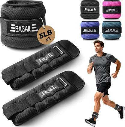 BAGAIL Ankle Wrist Weights for Women & Men, One Pair of 1/2/4/6/8/10 LBS Wearable Leg Arm Weights with Sleek Design & Secure Fit for Walking, Running, Pilates, Home Fitness & Physical Therapy