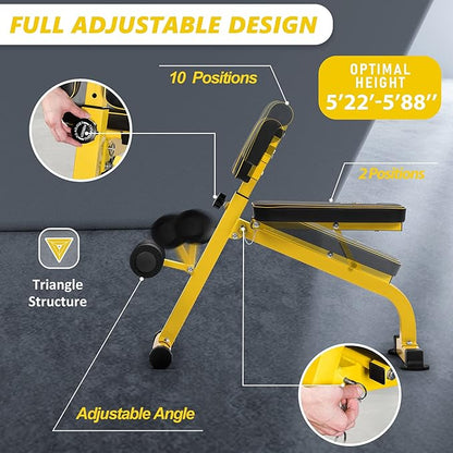 BODYRHYTHM Compact Adjustable Weight Bench for Full Body Strength Training, Ab/Back Hyper Roman Chair, Adjustable Ab Sit up Bench, Incline Decline Bench, Flat Bench, Hyperextension Bench, Back Extension Machine