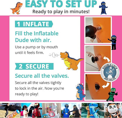 INFLATABLE DUDES Target Bags -Kids Punching Bag | Already Filled with Sand| Bop Bag | Premium Inflatable Toy | Punching Bag for Kids | Enhanced Bounce-Back Action! | Indoor Outdoor -Party Games