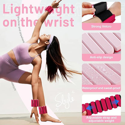 Ankle Weights Set of 2 (1 lb/2 lb Each) for Women Men Adjustable Wrist Bracelet for Home Gym Weighted Bangles Wristbands Leg Arm Weights for Walking Swimming Running Pilates Yoga Gym