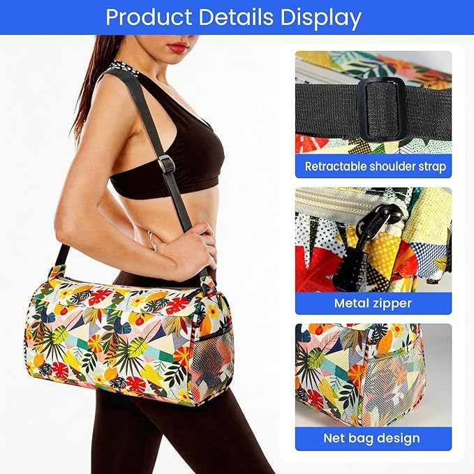 C&F BOGMOST Small Gym Bag for Women & Men,Small Lightweight Duffel Bag Carry On Bags Mini Duffel Travel Bag Waterproof Sports Bags for Workout/Sport/Trave,Colorful Leaves
