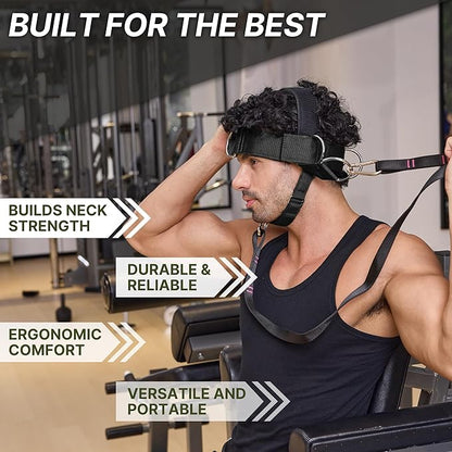 【GurZinn】 Neck Harness Trainer - Adjustable 40" (100cm) Heavy Duty Rope & Neoprene Padding | Improve Neck Strength & Reduce Neck Pain | Gym & Home Use
