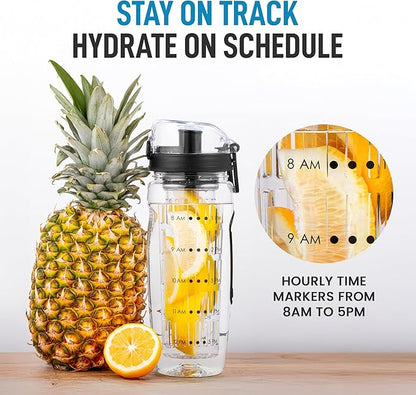 Zulay Fruit Infuser Water Bottle - 34oz - Leakproof With Full-Length Infusion Rod - Men Women's Ideal Fitness Gift Or For Gym, Camping