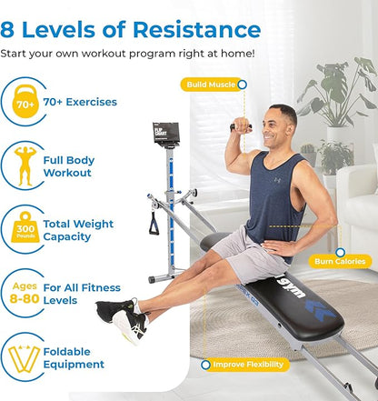 Total Gym Apex G3, Slim-Frame Incline Bodyweight Training Home Exercise Machine w/ 8 Levels of Resistance, Squat Stand, & Basic Accessory Set