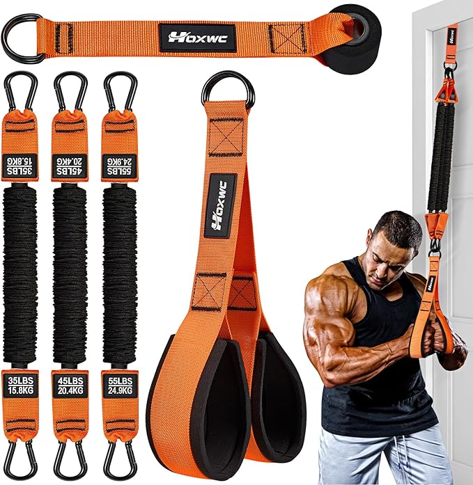 Resistance Bands with Handles, Exercise Bands with Door Anchor for Working Out, Home Gym Workout Equipment for Push Downs, Tricep, Biceps, Arms, Back, Chest, Abs, Shoulder Training