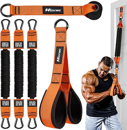 Resistance Bands with Handles, Exercise Bands with Door Anchor for Working Out, Home Gym Workout Equipment for Push Downs, Tricep, Biceps, Arms, Back, Chest, Abs, Shoulder Training
