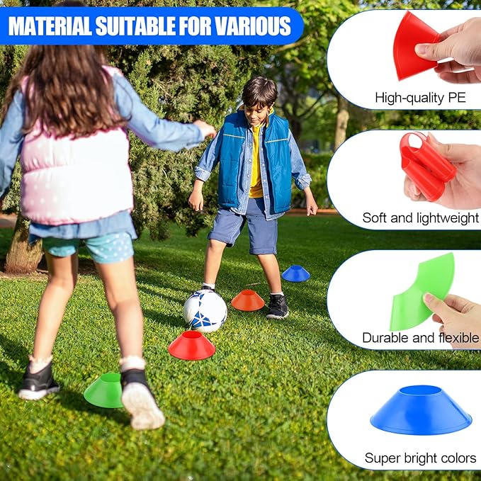 25pcs Soccer Cones for Sports Training, Mini Football Cones & Mesh Bag Flexible Agility Cones Premium Training Cones for Basketball Football Running Drills Sports Games Skating Kids