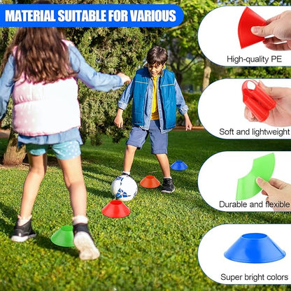 25pcs Soccer Cones for Sports Training, Mini Football Cones & Mesh Bag Flexible Agility Cones Premium Training Cones for Basketball Football Running Drills Sports Games Skating Kids