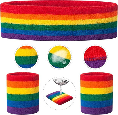 ONUPGO Sweatband Set Sports Headband Wristband Set Sweatbands Terry Cloth Wristband Wrist Sweatband Headbands Moisture Wicking Sweat Absorbing Head Band