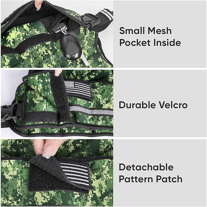 APEXUP Adjustable Weighted Vest, 4-10lb/12-18lb/20-32lb Vest with 6 Ironsand Weights and Large Pocket, Weight Vest for Men Women Strength Training, Running, Walking