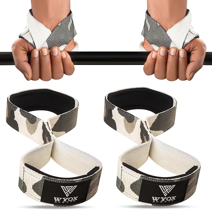 WYOX Figure 8 Weight Lifting Straps for Weightlifting Heavy Duty Deadlifting Workout Straps | Wrist Wraps Gym Equipment Gear Men Women PAIR