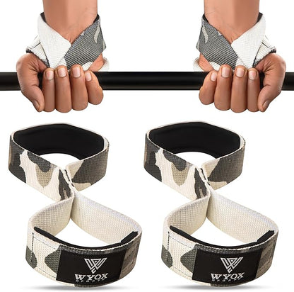 WYOX Figure 8 Weight Lifting Straps for Weightlifting Heavy Duty Deadlifting Workout Straps | Wrist Wraps Gym Equipment Gear Men Women PAIR