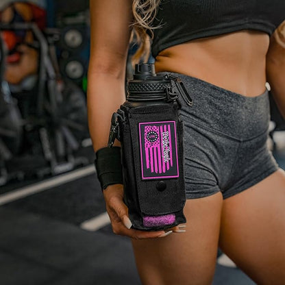 Iron Infidel Battle Bottle - 32 Oz Insulated Water Bottle with Straw Lid & Chug Cap, Stainless Steel Metal Flask Includes Rugged, Removable Sleeve for Keys, Wallet, & Phone (Valkyrie 1 Liter)