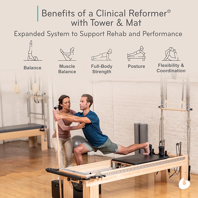 Balanced Body Clinical Pilates Reformer with Infinity Footbar, Pilates Exercise Equipment, Workout Equipment for Home or Studio