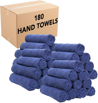 Arkwright Microfiber Gym Towel - (Case of 180) Bulk Soft Lightweight Quick Dry Hotel Quality Hand Towels, Sweat Absorbent, Perfect for Workout, Yoga, Spa, Bathroom, 15 x 24 in, Navy