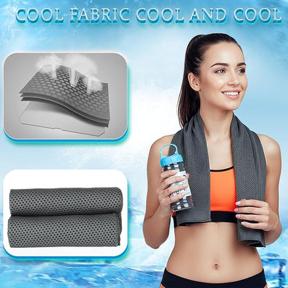 Honoson 10 Pack Cooling Towels Bulk - 47"x12" Soft Breathable Ice Towels for Neck & Face, Portable Chilly Rags Microfiber Sweat Rags for Yoga, Sports, Gym, Workout & Fitness(Dark Gray)