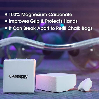 Cannon Sports Gym Chalk Blocks – 1 Pound Magnesium Carbonate 8 x 2oz Individually Wrapped Blocks – Professional Non-Slip, Sweatproof Grip for Weightlifting, Gymnastics, Rock Climbing and More
