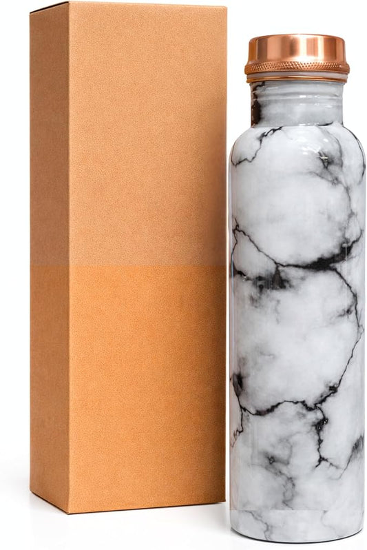 Meena Pure Copper Water Bottle for Drinking 34 oz Leak Proof Lid Bottle for Yoga Gym Office Home and Travel (Classic)