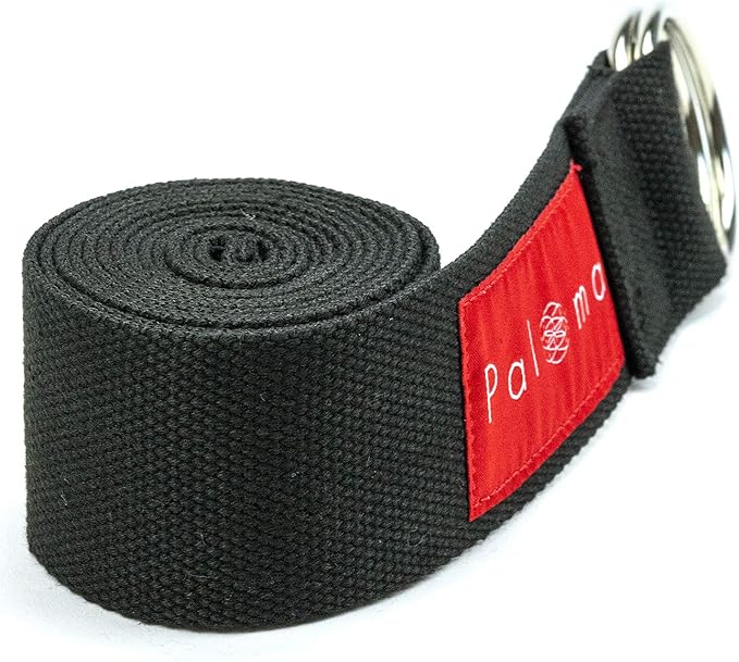 Paloma Yoga Strap for Stretching - Wide Adjustable Cotton Strap with Durable O-Ring Buckle - Available in Standard Sizes 6 ft, 8 ft & 10 ft