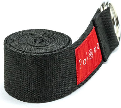 Paloma Yoga Strap for Stretching - Wide Adjustable Cotton Strap with Durable O-Ring Buckle - Available in Standard Sizes 6 ft, 8 ft & 10 ft