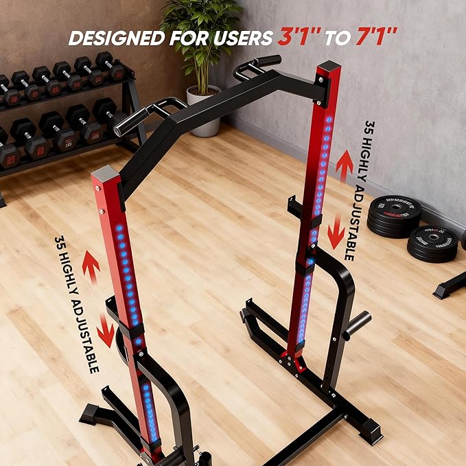 Outdoor Basic Power Cage Squat Rack with Pull-Up Bar & Dip Station, 2400LB Capacity, Multi-Functional Home Gym Rack for Weightlifting, Strength Training, Bench Press