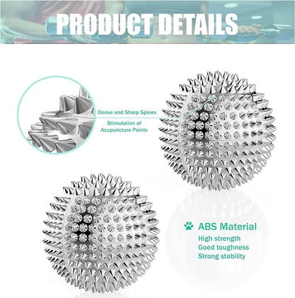 Massage Ball, Magnetic Balls, Hand Spiky Massage Ball Silver Ball 1 Pair, Hand Acupuncture Ball Massage for Adult and Kid, Hand Exercise Squeeze Balls for Pain Pressure and Stress Relief