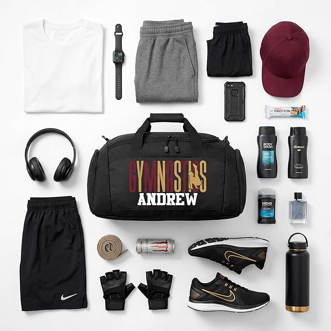 Personalized Men’s Gymnastics Duffel Bag – Custom Name & Team Colors Gym Bag for Boys Gymnast – Athlete Gear Bag for Practice, Meets & Travel