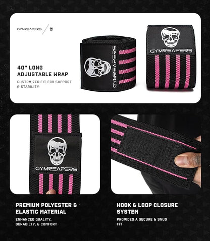 Gymreapers Weightlifting Elbow Wraps (1 Pair) - Flexible 40'' Elbow Compression Strap & Joint Support Brace - for Bench Press, Powerlifting, and Pressing