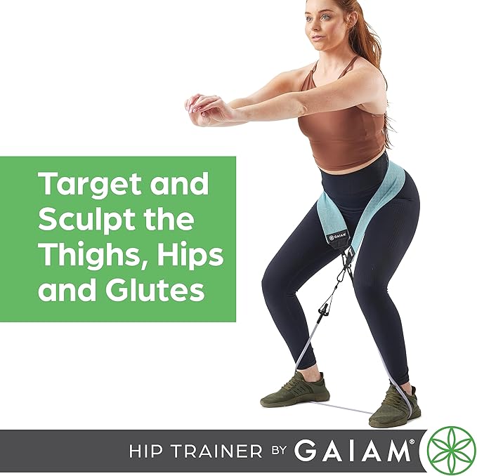 Gaiam Squat Band & Hip Trainer Set - Fabric Resistance Band with 3 Adjustable Resistance Tubes, Home Gym Equipment to Exercise Thigh, Leg, Hip, Glute, Booty & Core - Home Gym & Travel Workout Bands